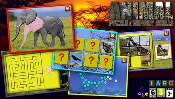 Kids animal puzzle and memory پوسٹر