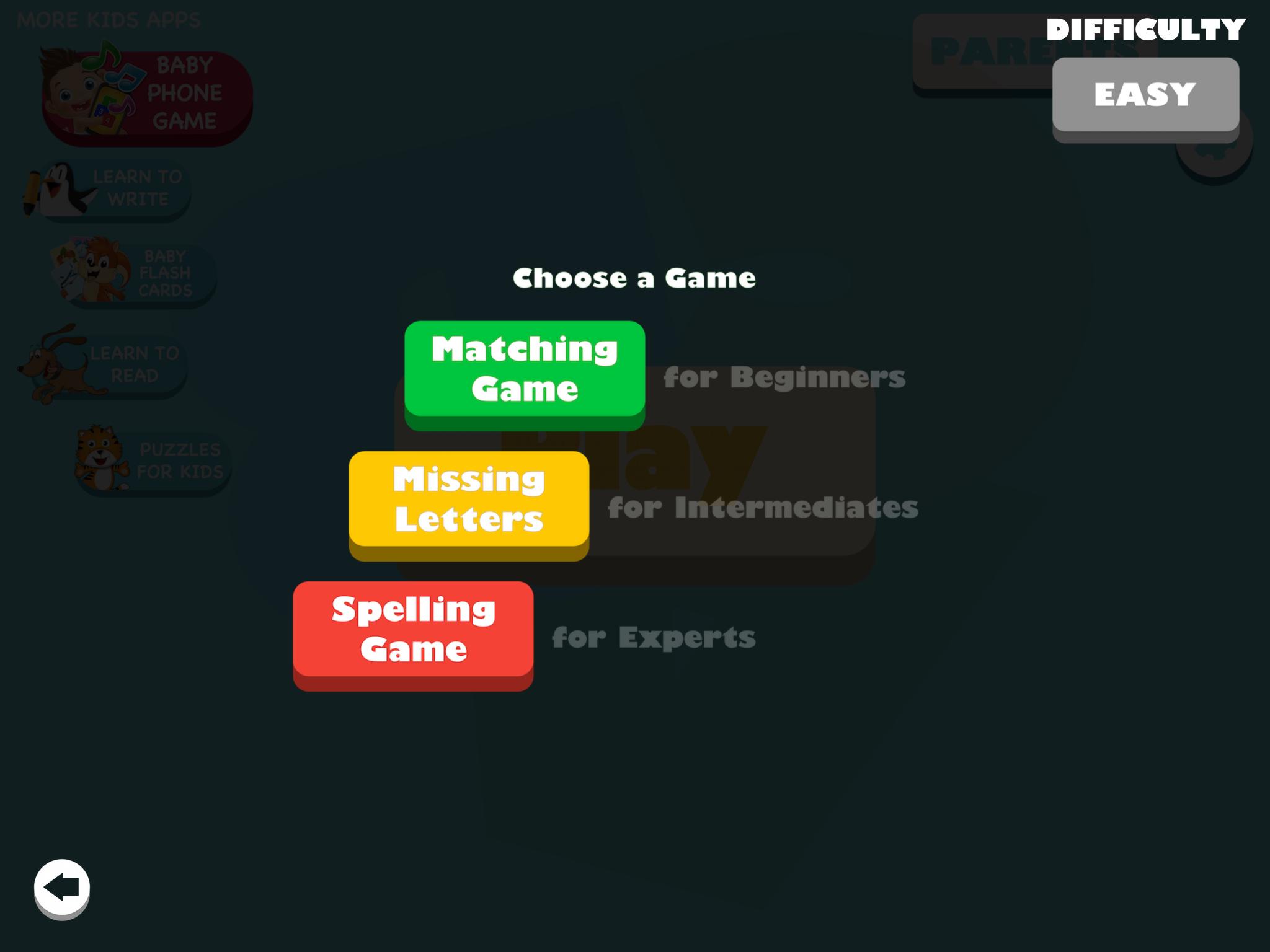 Игра choose difficulty. Spelling game. The game are difficult