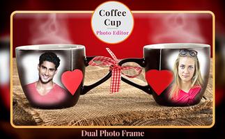 Coffee Cup Photo Editor - Dual Photo Frame الملصق