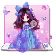 Purple Butterfly Girl Theme ikona