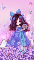 Purple Butterfly Girl Theme plakat