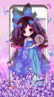 Purple Butterfly Girl Theme captura de pantalla 1