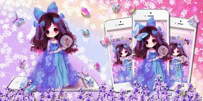 Purple Butterfly Girl Theme captura de pantalla 3