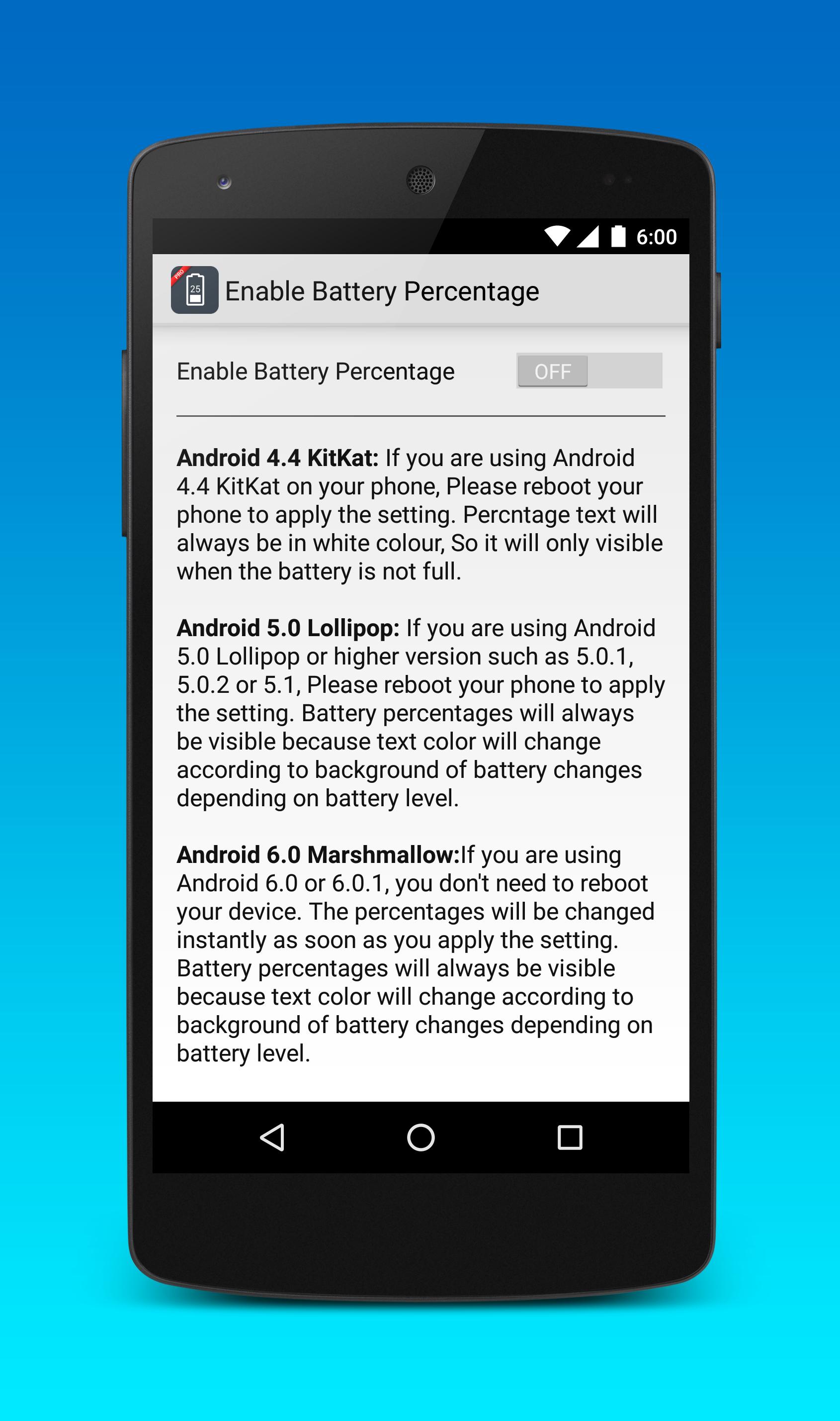 Battery use Android.