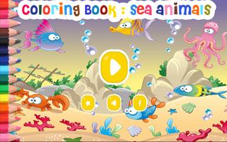 Coloring book : sea animals पोस्टर