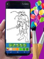 Coloring Book Ninja Hero Turtels पोस्टर