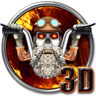 3D Fire Biker Skull Theme أيقونة