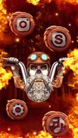 3D Fire Biker Skull Theme Affiche