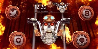 3D Fire Biker Skull Theme capture d'écran 3