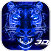 3D Blue Neon Tiger Theme