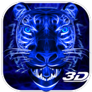 3D Blue Neon Tiger Theme APK