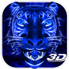 3D Neon Azul Tema de Tigre icono