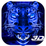 3D Blue Neon Tiger ikona