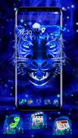 3D Blue Neon Tiger Affiche