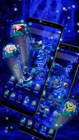 Tema Blue Neon Tiger 3D screenshot 1