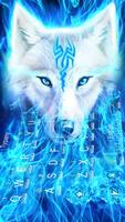 Fire Flaming Blue Ice Wolf Keyboard Theme โปสเตอร์