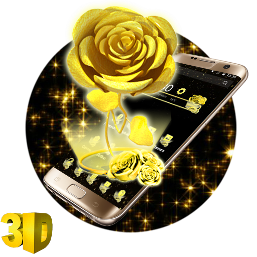 3D Black Gold Rose Theme