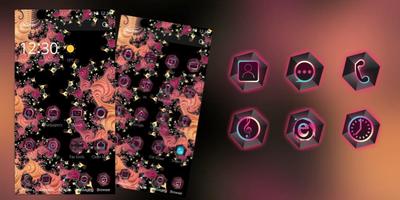 برنامه‌نما Black pink flower theme عکس از صفحه