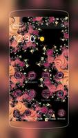 Black pink flower theme Affiche