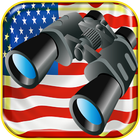 Cámara de zoom binoculares de EE. UU. icono