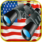 USA Binoculars zoom camera icon