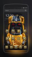 Golden Super Sports Car Affiche