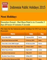 Indonesia Public Holidays 2015 poster