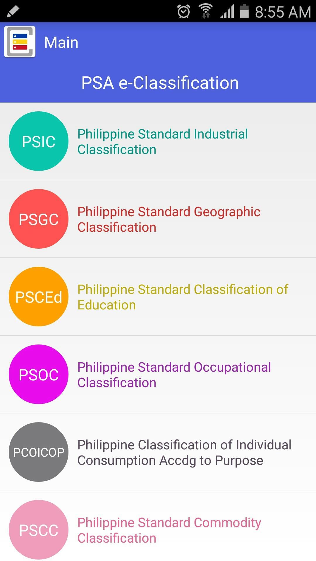 E Classification Chart