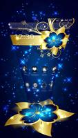 Golden Blue Flower Affiche