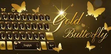 Gold Butterfly Shining Keyboard Theme