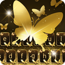 Gold Butterfly Shining Keyboard Theme aplikacja