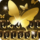 Teclado de mariposa de oro icono