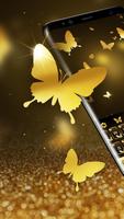 Gold Butterfly Shining Keyboard Theme पोस्टर