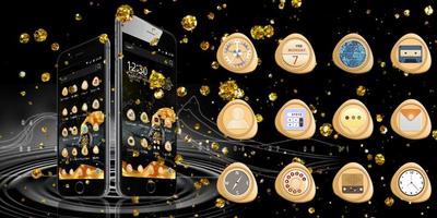 Golden Black Clock Theme 스크린샷 3