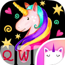 Kızlar için Altın Boynuz Unicorn Klavye Tema APK