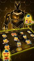 3D Black Neon Panther Hero Keyboard captura de pantalla 3