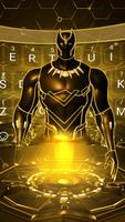 3D Black Neon Panther Hero Keyboard Poster
