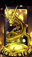 3D Gold Dragon Theme पोस्टर