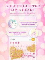 Golden Glitter Love Heart Keyboard Theme for Girls poster