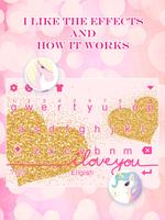 Golden Glitter Love Heart Keyboard Theme for Girls 스크린샷 2