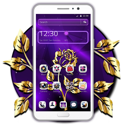 Golden Purple Flower Theme Launcher