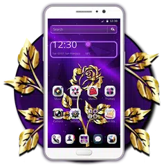 Golden Purple Flower Theme Launcher APK download