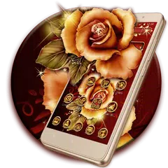 download Golden Red Luxury Rose Theme APK