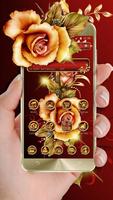 پوستر Golden Red Luxury Rose Theme