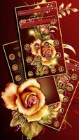 Golden Red Luxury Rose Theme syot layar 1
