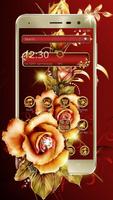 برنامه‌نما Golden Red Luxury Rose Theme عکس از صفحه