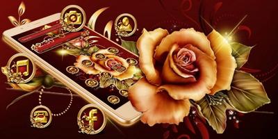 برنامه‌نما Golden Red Luxury Rose Theme عکس از صفحه