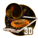 3d  Golden Sparkle Globe Theme icône