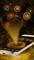 3d  Golden Sparkle Globe Theme اسکرین شاٹ 1