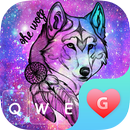 Thème de clavier Galaxy Magic Wolf pour les filles APK